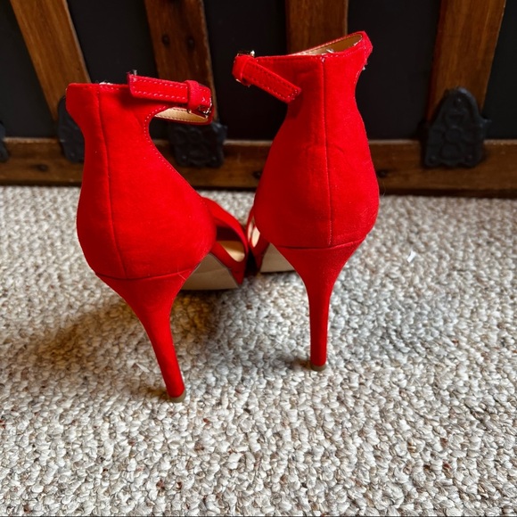 Red Ankle Strap Stiletto Sandals - Picture 4 of 4